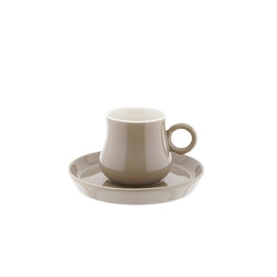 12-teiliges Mokkatassen Set aus hochwertigem Porzellan, 100 ml - Taupe