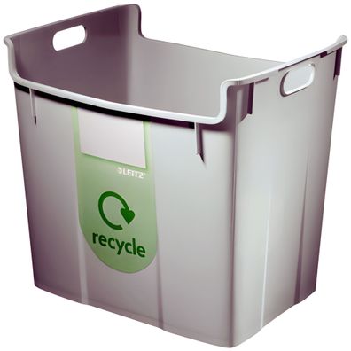 LEITZ Papierkorb 40 Liter grau mit 2 Tragegriffen BxHxT: 468x380 x
