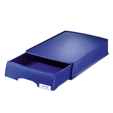 LEITZ 5210 Briefkorb Plus mit Schublade A4 Polystyrol blau