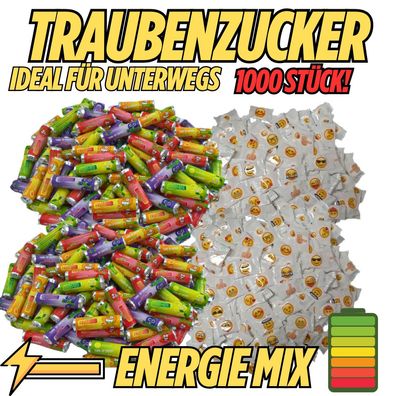 1000 Traubenzucker Bonbons Energie Mix Röllchen Emoji
