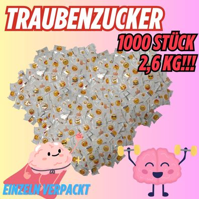 Traubenzucker, Ideal zum mitnehmen, Fruchtgeschmack 1000 Stück Dextrose Bonbon