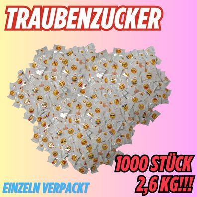Traubenzucker für Kinder & Erwachsene | 1000 Bonbons einzeln verpackt | 2,6 KG!!
