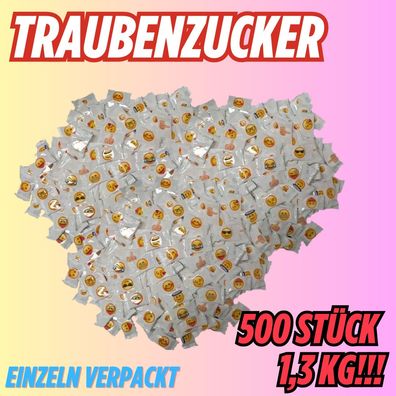 500 Traubenzucker Bonbons Emoji Motive Karneval