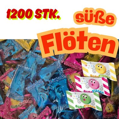 Traubenzucker Süßigkeiten "Süße-Flöten" 1200 Stk. | Fruchtige Energie | Süßware