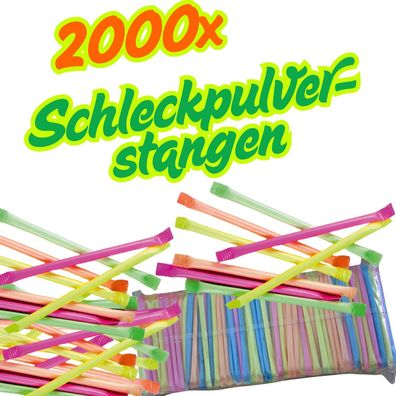 Schleckpulverstangen, Süßware Neon Brausepulver | 90er Jahre | 2000 stk. 3,2kg