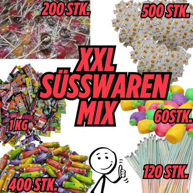 7,5kg Süßware – über 1500 Stk. Bonbons, Lutscher, Kaubonbons, Traubenzucker&mehr