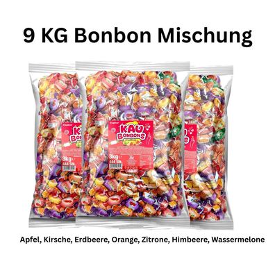 9 KG Kaubonbon Mischung | Wurfmaterial | 7 Sorten | Fruchtmix | Halloween