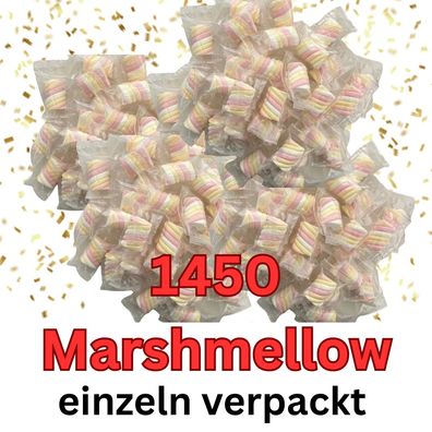 1450x Marshmallows – einzeln verpackt – Wurfmaterial für Karneval / Fasching