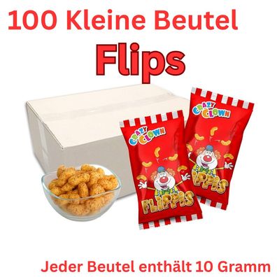 100 Crazy Clown FlipPis Erdnussflips Mini Beutel Wurfmaterial Karneval