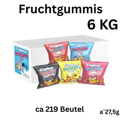 6kg Fruchtgummis Mix 27,5g Beutel Wurfmaterial Kamelle Großpackung Karneval