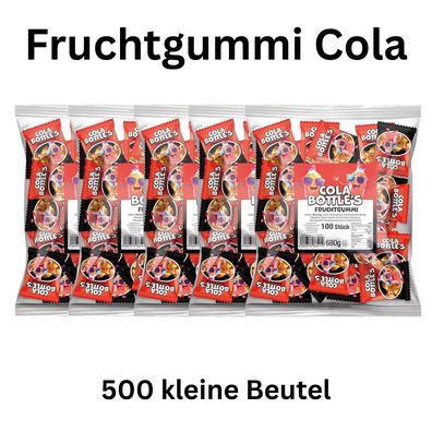 500 Cola Fruchtgummi Mini Beutel einzeln verpackt Großpackung