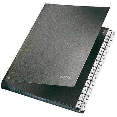LEITZ 5824 Pultordner AZ 24 Fächer Hartpappe schwarz