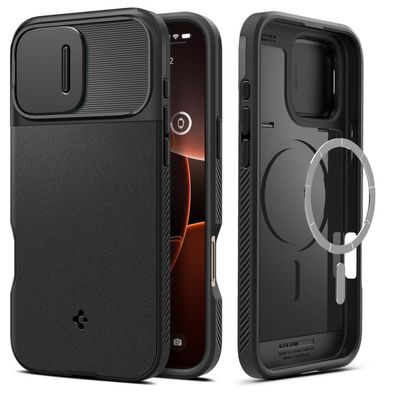 Spigen Optik Armor mit Magnetfunktion Hülle Kompatibel mit iPhone 16 Pro Max Schwarz