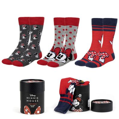 Disney Minnie Socken 3er Pack 36/43 Damen Herren Baumwollsocken