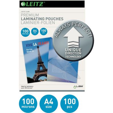 LEITZ 7480 Laminierfolie UDT A4 glänzend 100 mym 100 Stück