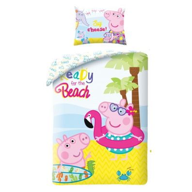 Peppa Pig Bettwäsche Set aus Baumwolle Bettdeckenbezug 140 × 200 cm mit 70 × 90