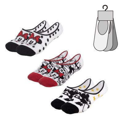 Disney Minnie Baumwollsocken Damen Set 3er Pack Strümpfe Komfort Größe 36-41