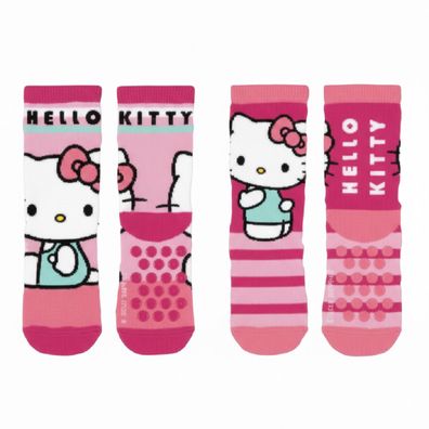 Hello Kitty 2er Pack Kinder Socken flauschig Anti Rutsch mehrfarbig