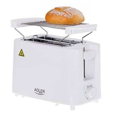 Adler AD 3223 2-Scheiben-Toaster mit Brötchenaufsatz mit 6 Stufen - Weiß
