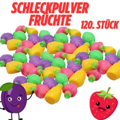 120 Stk Brausepulver Schleckpulver Fruchtformen Großpackung Party Karneval