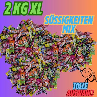 2kg XL Süßwaren Mix Kaubonbons Kaustreifen Großpackung einzeln verpackt