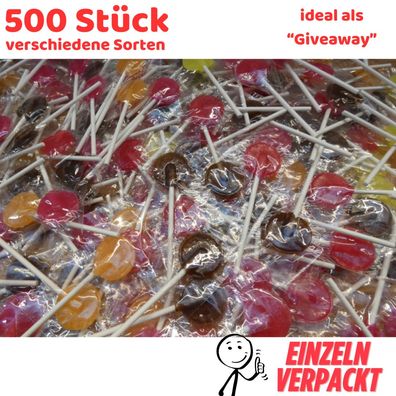 500 Lutscher Frucht Cola Geschmack Lolli Süßigkeit Großpackung einzeln verpackt