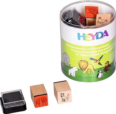 HEYDA 204888491 Stempel-Set Zoo-Tiere Holz