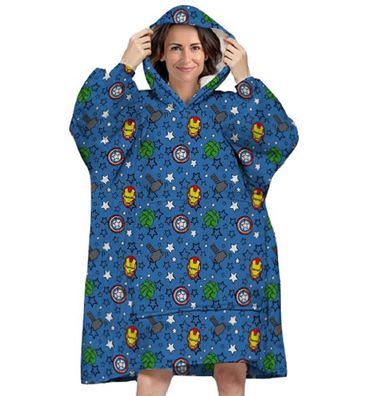 Marvel Avengers Bequemer Überwurf mit Kapuze Kapuzen Poncho für Erwachsene in