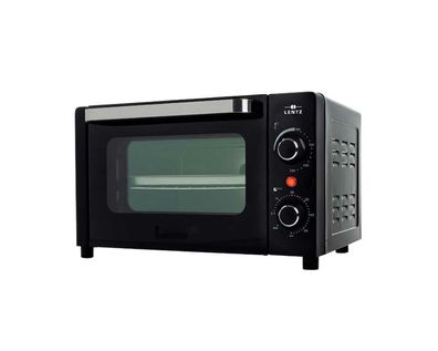 Lentz Mini-Backofen 12 L in Schwarz 1050W bis zu 230°C mit 3 Heizstufen, Timer