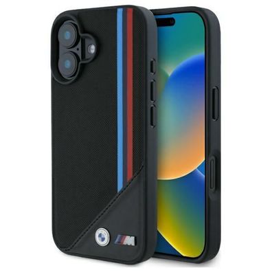 BMW M Meshed Tricolor Stripes Handyhülle kompatibel mit iPhone 16 – Schwarz