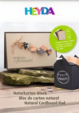 HEYDA Naturkarton-Block A3 chamois hellbraun schwarz weiss maigrün