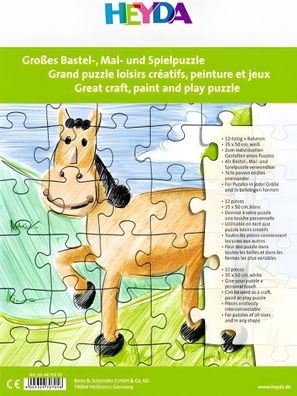 HEYDA 204870705 Puzzle zum Basteln Malen und Spielen 35 x 50 cm weiss