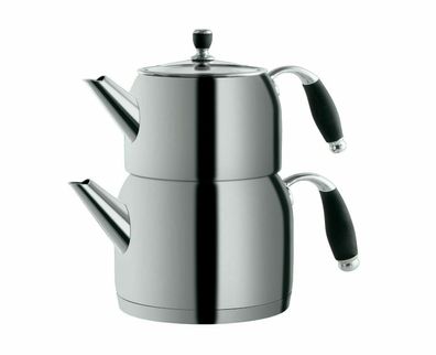 MULEX Teekessel Caydanlik Takimi Teekocher Teekannen Set Silber MX02 1L/2L