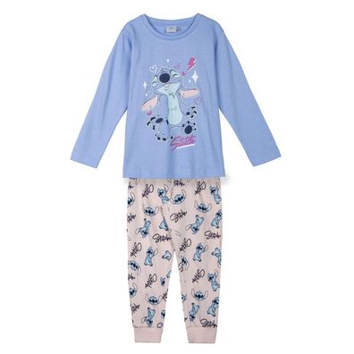 Disney Stitch Schlafanzug Kinder langer Pyjama aus Baumwolle