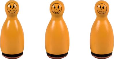 HEYDA 204888632 Stempel-Figuren Gesichter Holz farbig lackiert orange