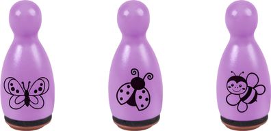 HEYDA Stempel-Figuren Biene Käfer & Schmetterling Holz farbig lackiert