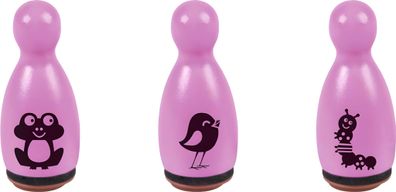 HEYDA Stempel-Figuren Frosch Raupe & Vogel Holz farbig lackiert