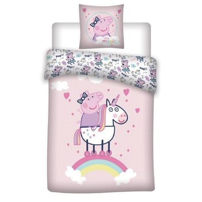 Peppa Pig Bettwäsche-Set – 1x Deckenbezug 140x200 & 1x Kissenbezug 65x65 cm für
