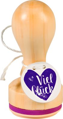HEYDA 211803034 Stempel Viel Glück Holz matt lackiert