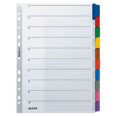 LEITZ 4321 Register blanko Karton A4 10Blatt Taben 10farbig