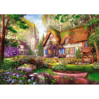 TREFL Puzzle Premium Plus Tea Time: Hölzernes Häuschen 1000 Teile