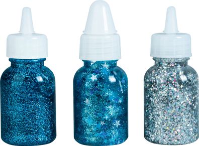 Glitter Glue Stars himmelblau Confetti Sterne blau Flaky silber