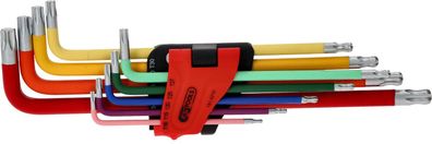 KS TOOLS Kugelkopf-Torx-Winkelstiftschlüssel-Satz, extra lang, 9-tlg