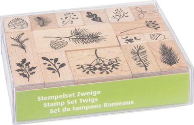 HEYDA 204888677 Stempel-Set Zweige 12 x 10 x 3 cm Holz