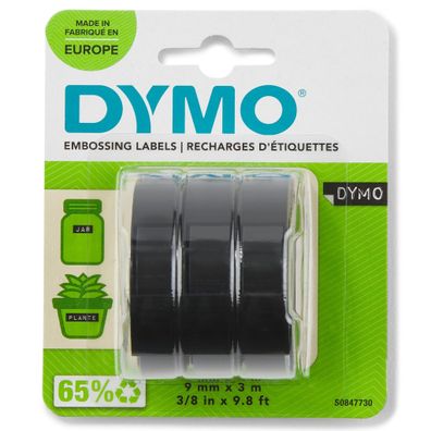 DYMO Prägeband StarterSet 9 mmx3 m glänzend schwarz 3 Stück