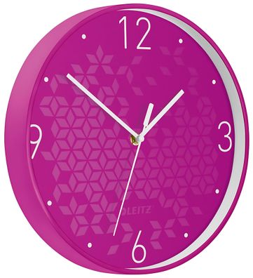 LEITZ Wanduhr WOW Ø 30cm pink Quartzlaufwerk Glasfront gut