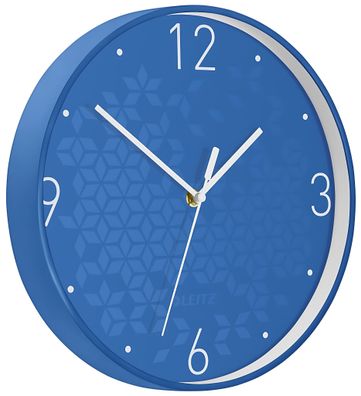 LEITZ Wanduhr WOW Ø 30cm blau Quartzlaufwerk Glasfront gut