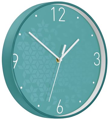 LEITZ Wanduhr WOW Ø 30cm eisblau Quartzlaufwerk Glasfront gut