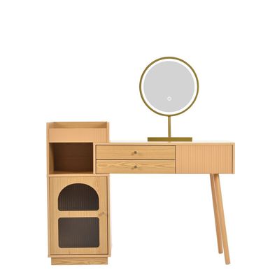 Schminktisch Set mit LED-Spiegel 3 Farben 3 Schubladen Seitenschrank