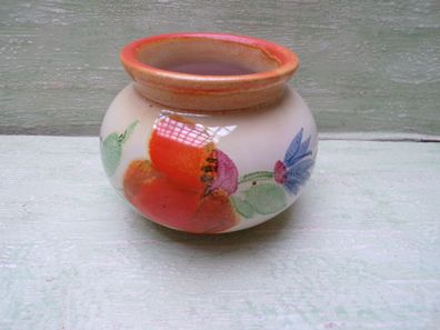 alte Rosenthal Keramik handgemalt "Kugelvase orange creme blau Blüten ca 8cm